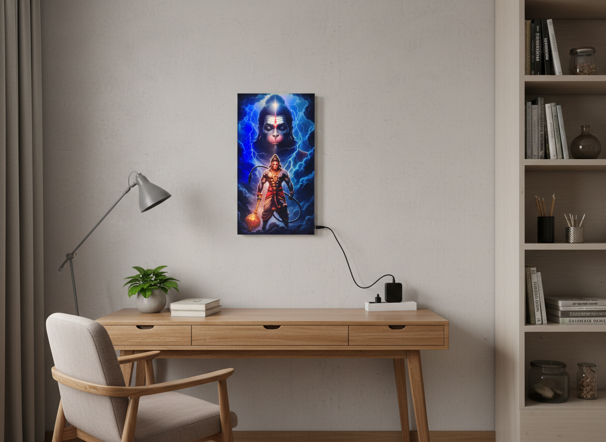 Hanuman Ji Acrylic Wall Frame With Light