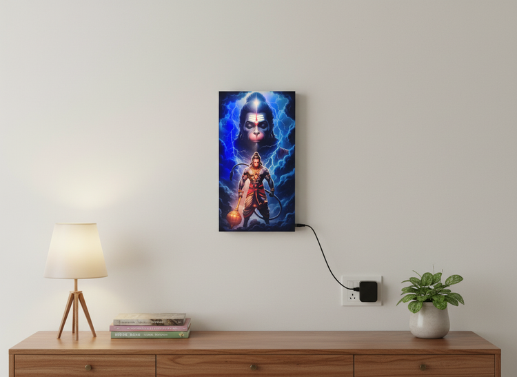 Hanuman Ji Acrylic Wall Frame With Light
