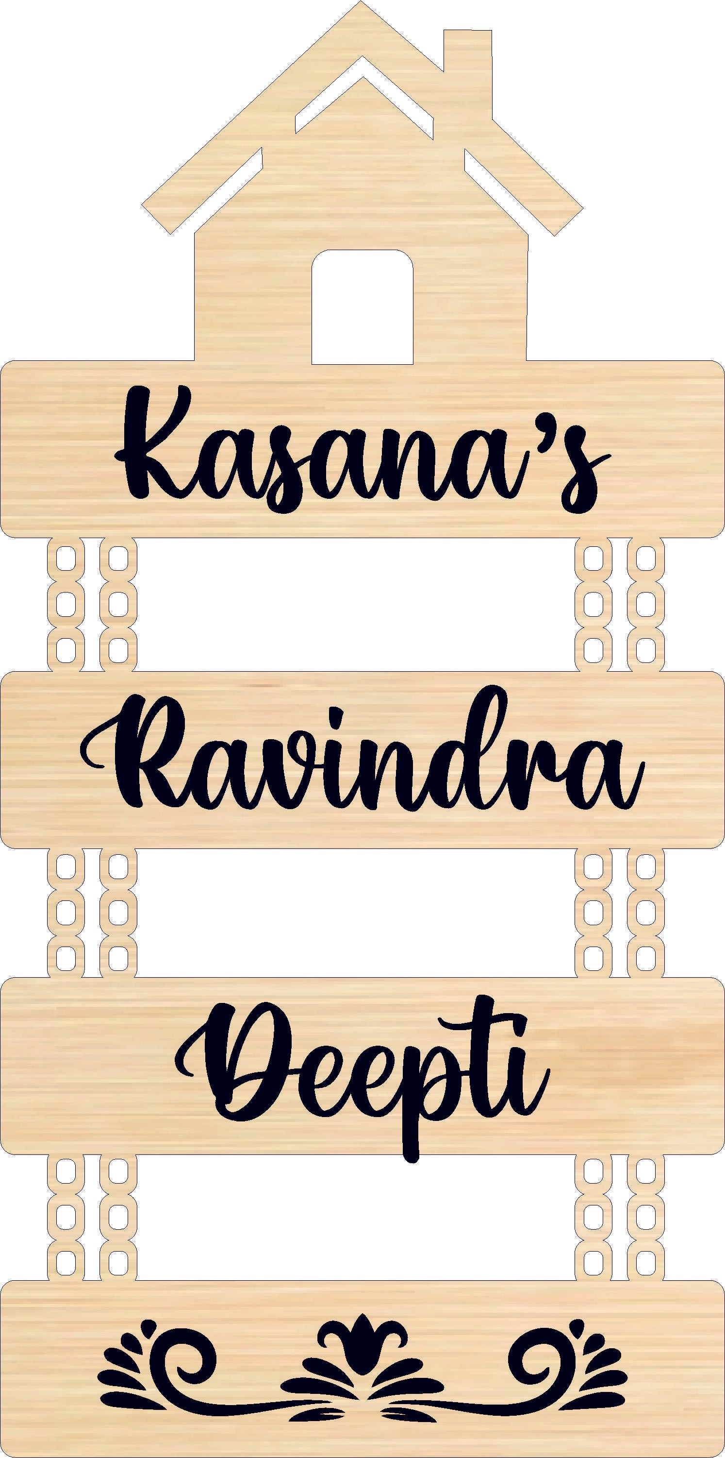 Hut Name Plate ( Black  + White Acrylic)