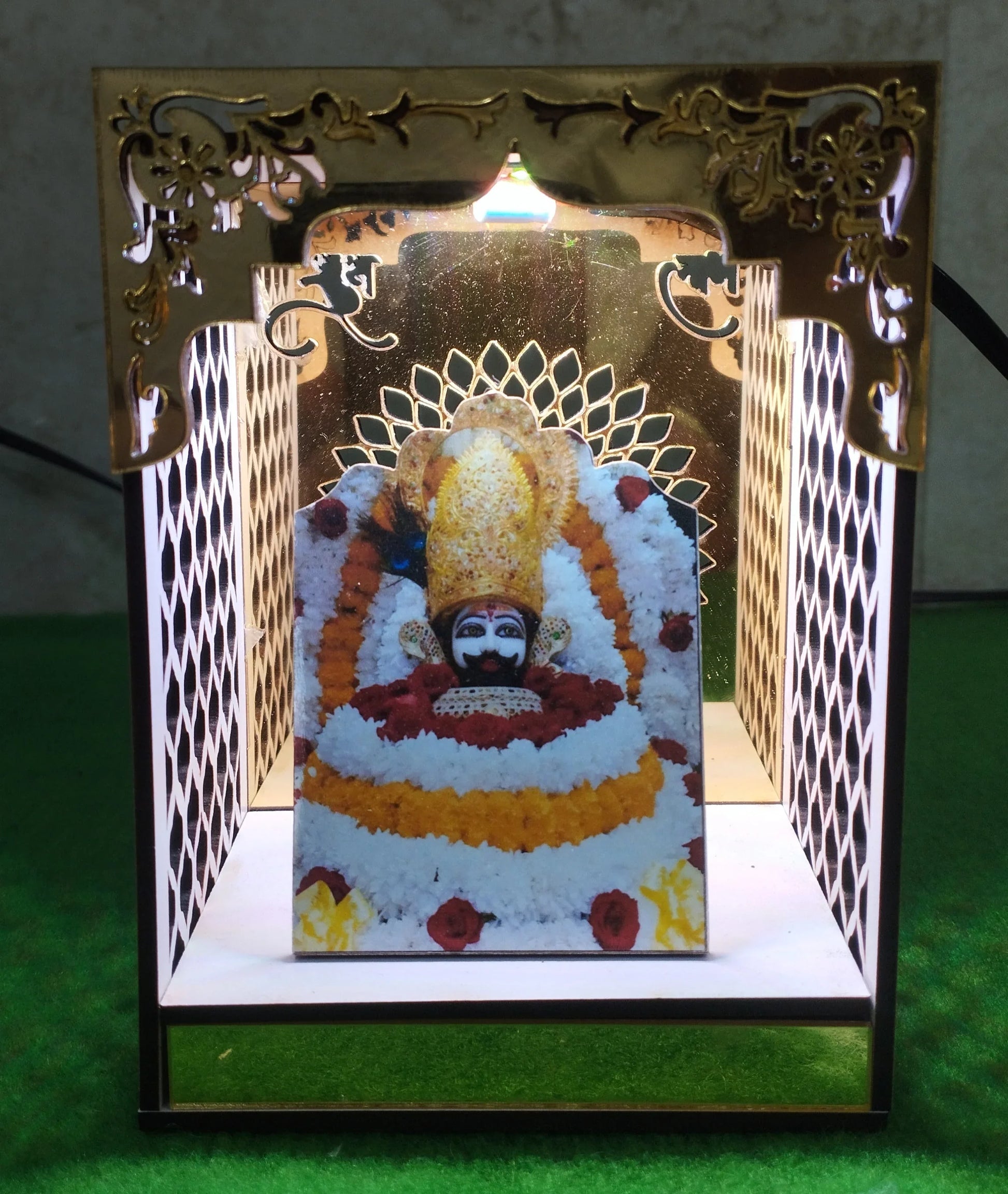 Baba Shyam Ji Golden Acrylic Mandir With RGB Light - Gift With Smile