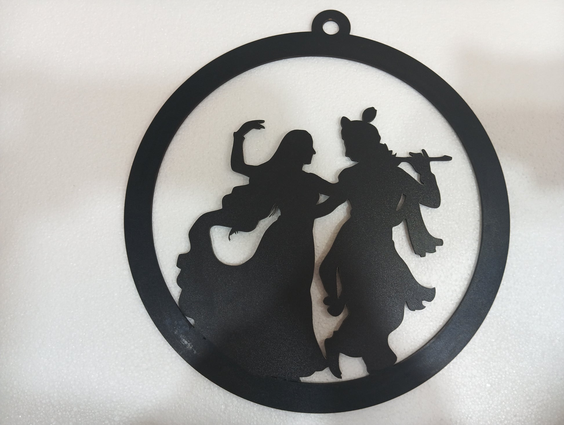 Radha Krishna Black Cutout Photo Frame With Light and Remote