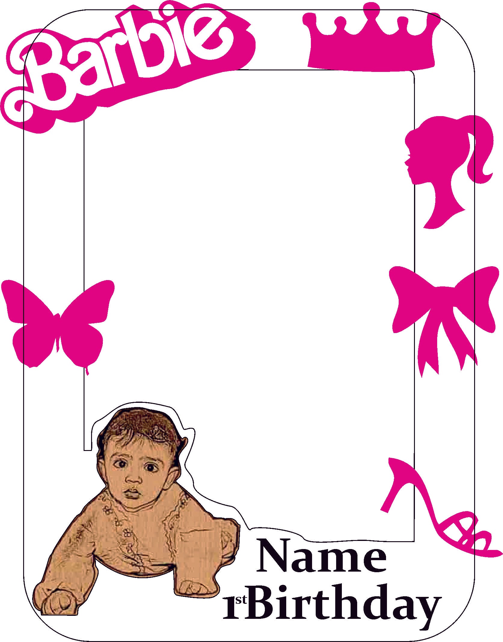 Kids Birthday Photoframe (Mdf & Black Acrylic + Engraved & Printing)
