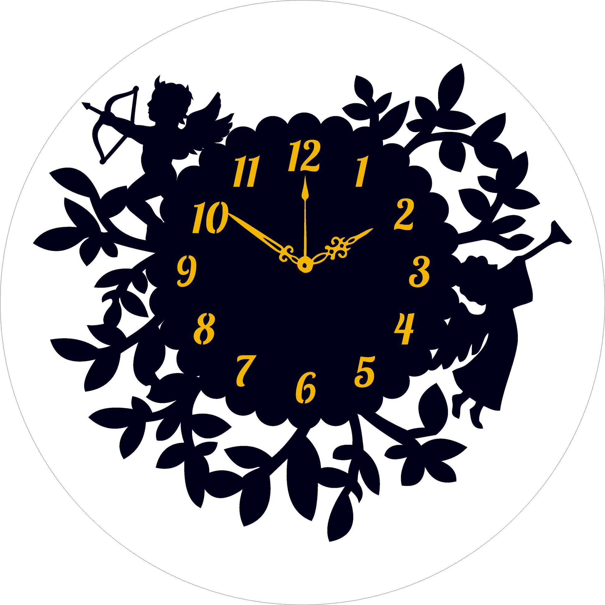 Leafs & Bow Design ( White + Black + Golden Acrylic with Golden Niddle)
