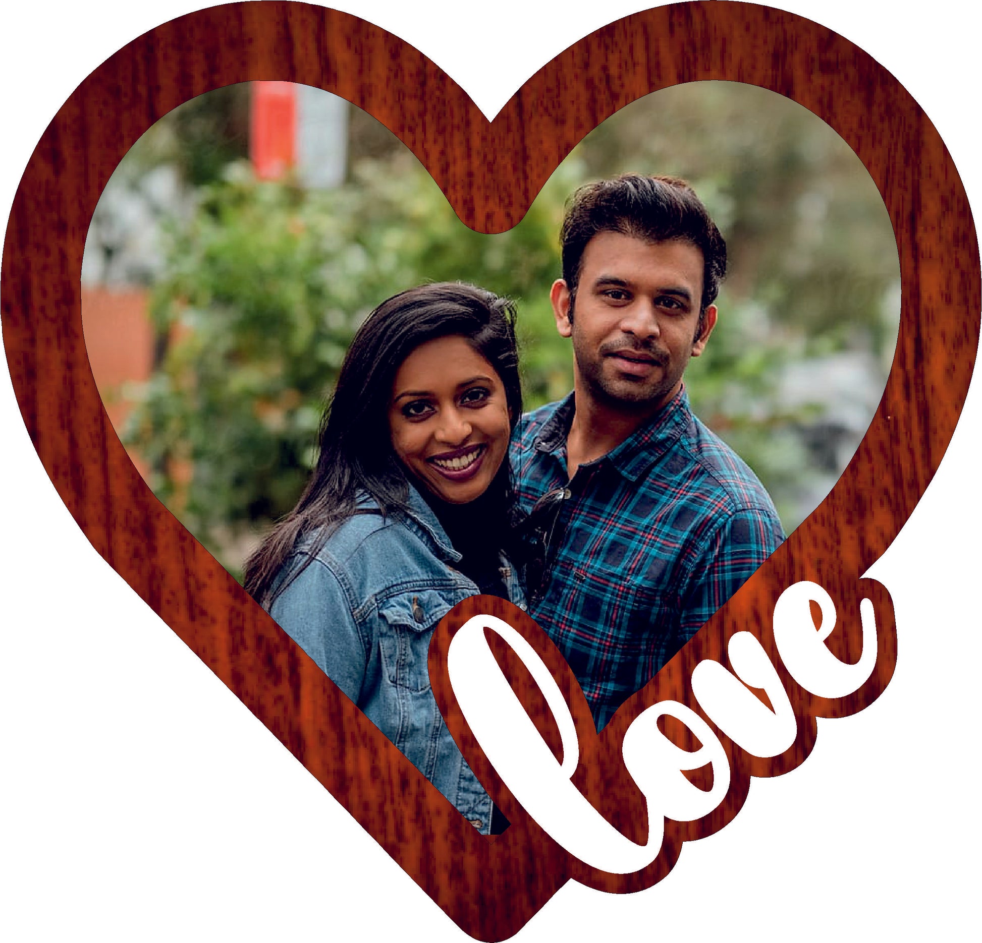 Love Heart Photo frame  ( Dark Brown Wooden MDF & White Acrylic )