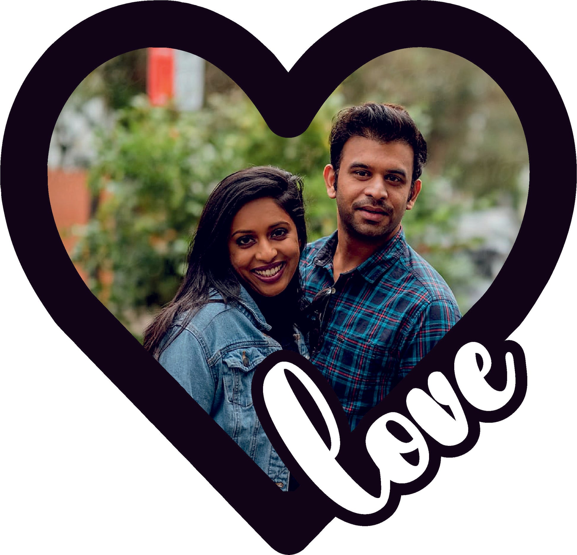 Love Heart Photo frame  ( Dark Brown Wooden MDF & White Acrylic )