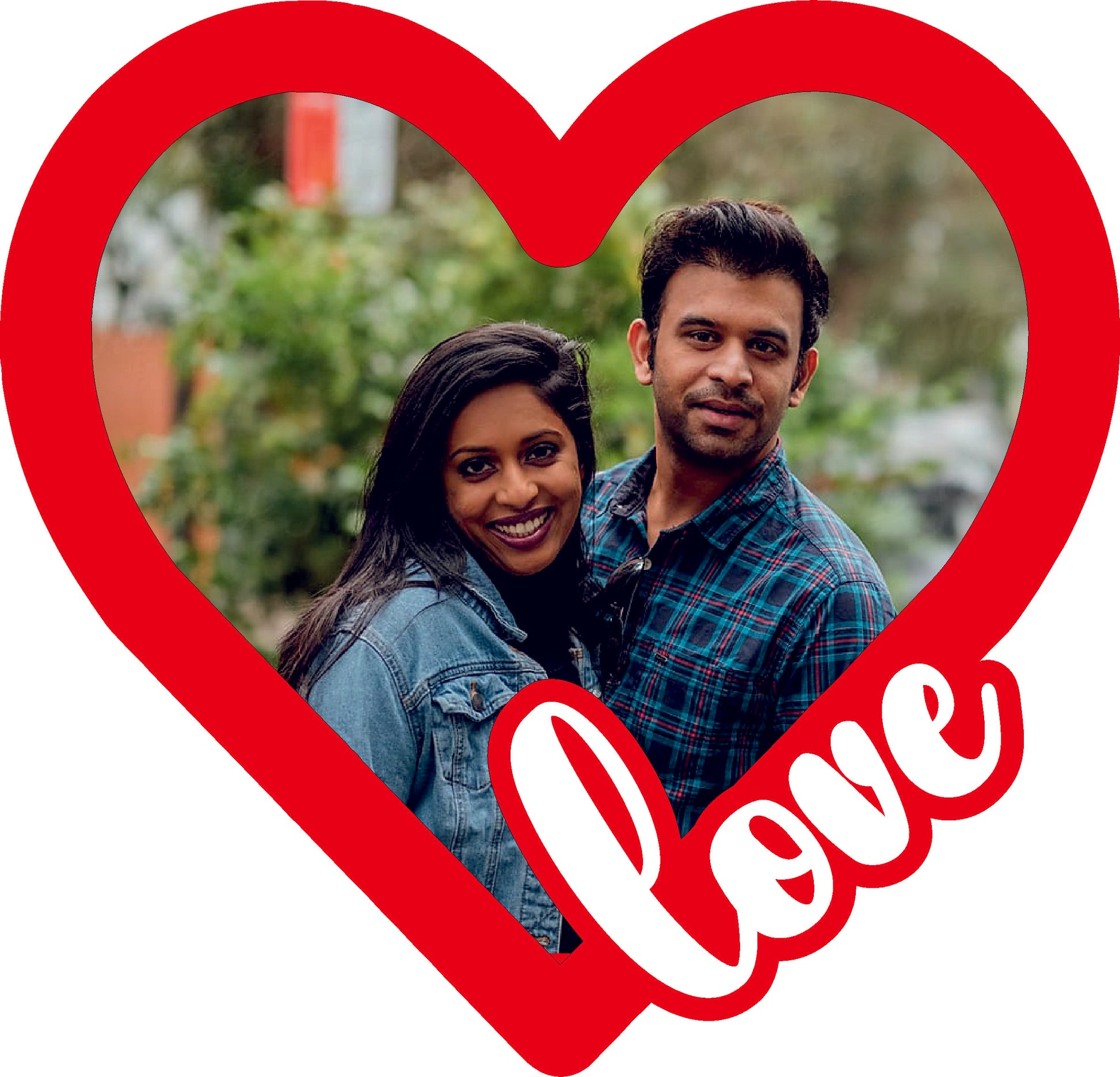 Love Heart Photo frame  ( Dark Brown Wooden MDF & White Acrylic )