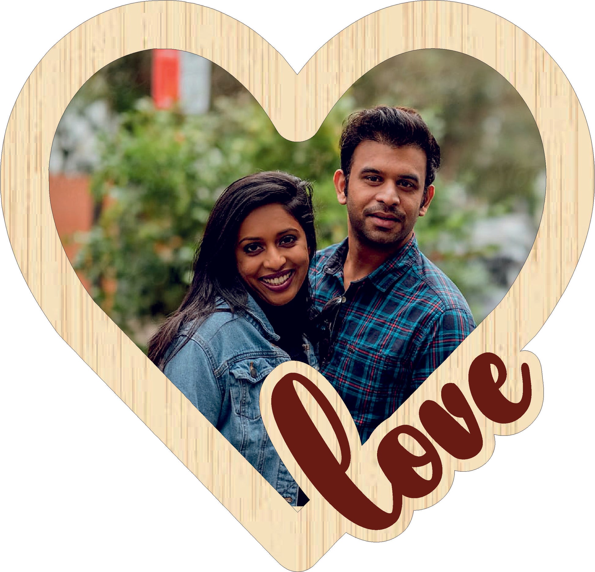 Love Heart Photo frame  ( Dark Brown Wooden MDF & White Acrylic )