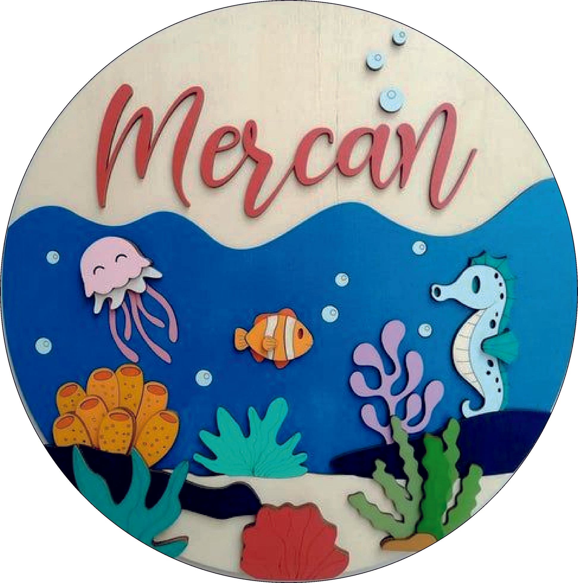 Marmaid Theme (Mdf base with Red Acrylic & Printing)