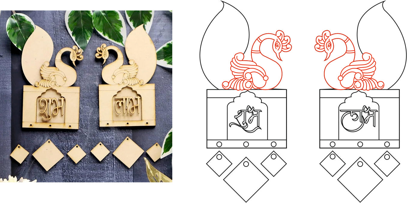 Mor shaped Shubh Labh (Mdf)