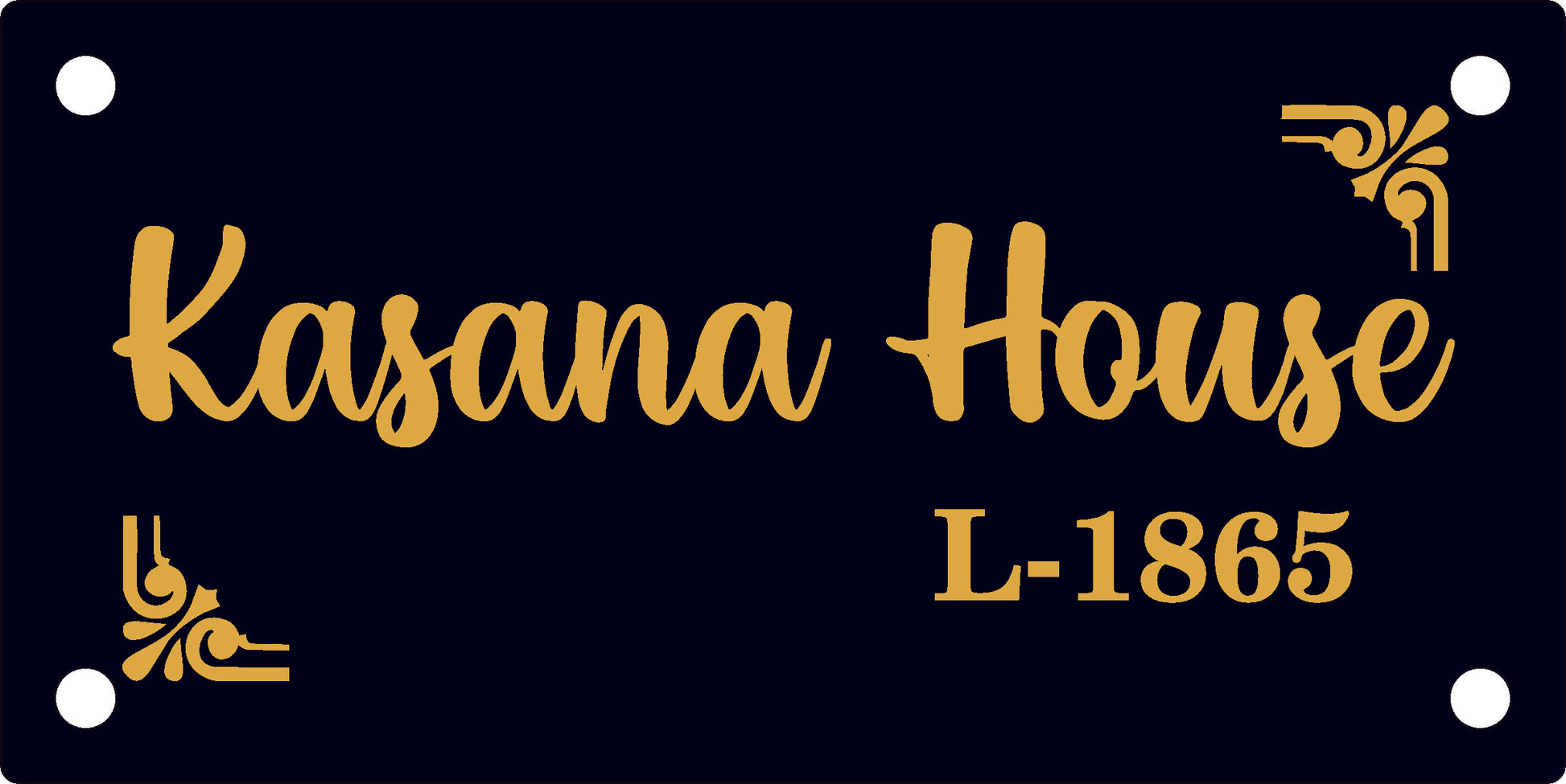 Plain House Name Plate ( White & Blue Acrylic) { 8inch by 4inch}