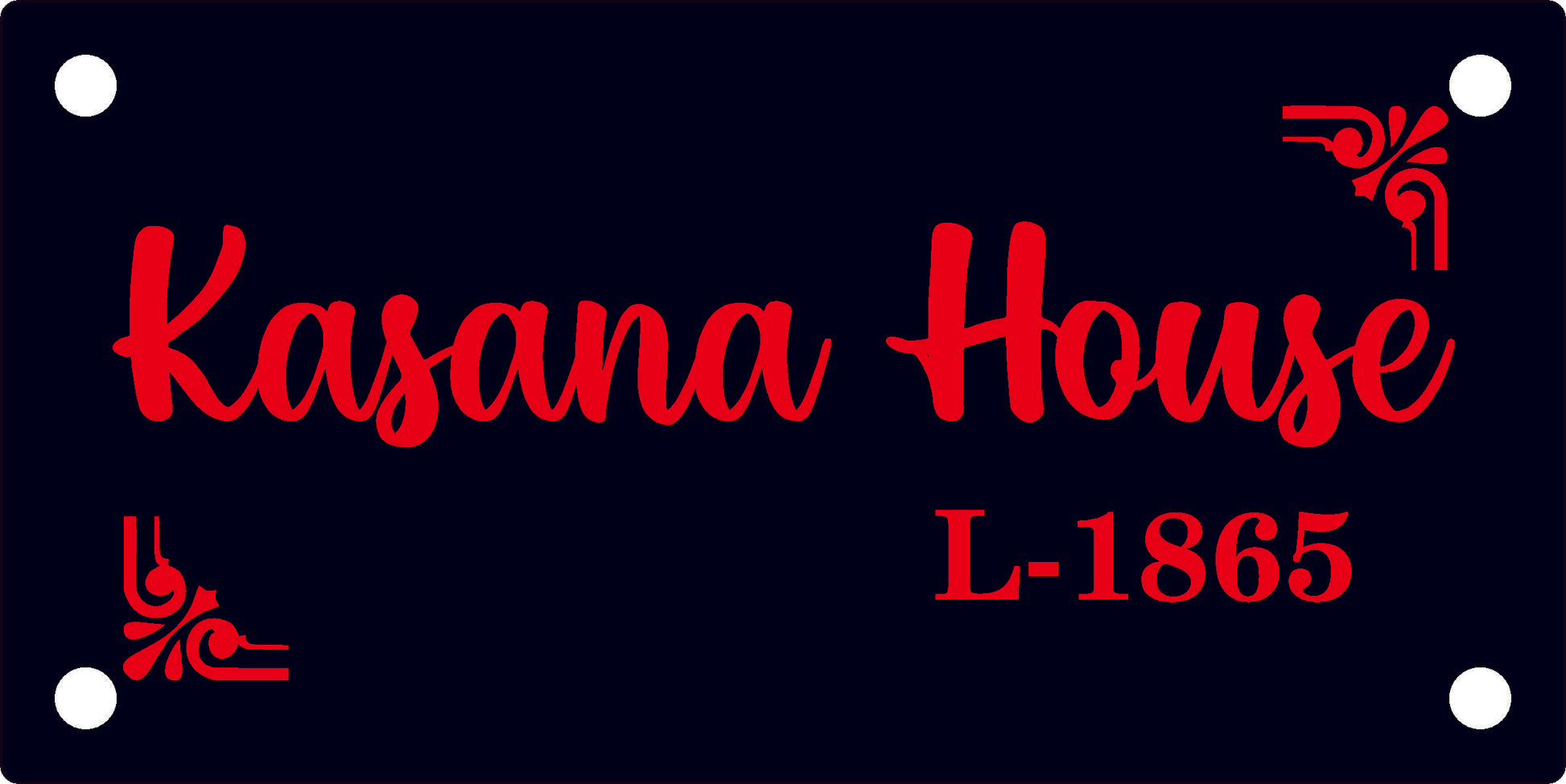 Plain House Name Plate ( White & Blue Acrylic) { 8inch by 4inch}