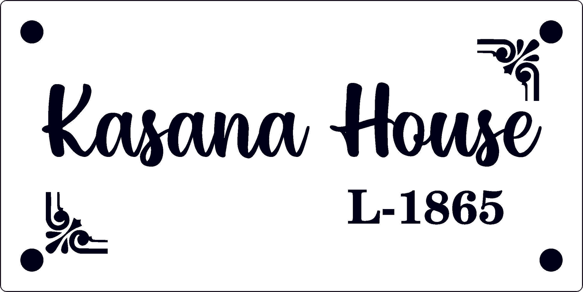 Plain House Name Plate ( White & Blue Acrylic) { 8inch by 4inch}