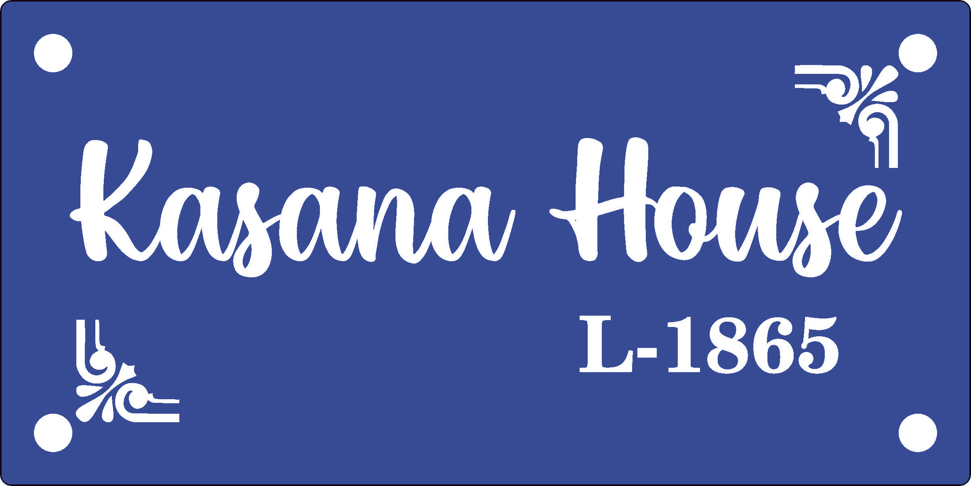 Plain House Name Plate ( White & Blue Acrylic) { 8inch by 4inch}