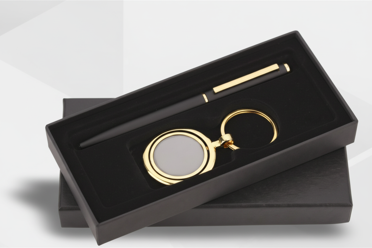 Rotating Keychain with Pen Combo Set | Stylish Keychain & Pen Gift Set | Corporate & Everyday Use