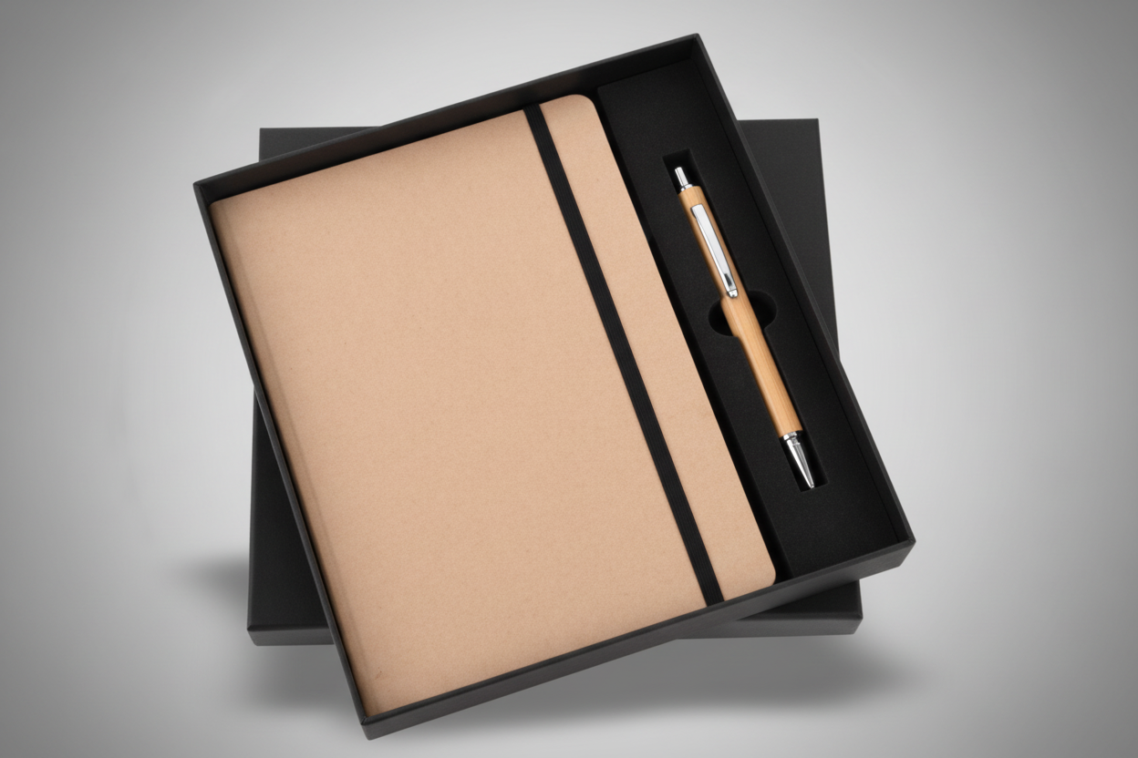 Eco Elastic Metal Pen & A5 Diary Combo – Sustainable Writing Set