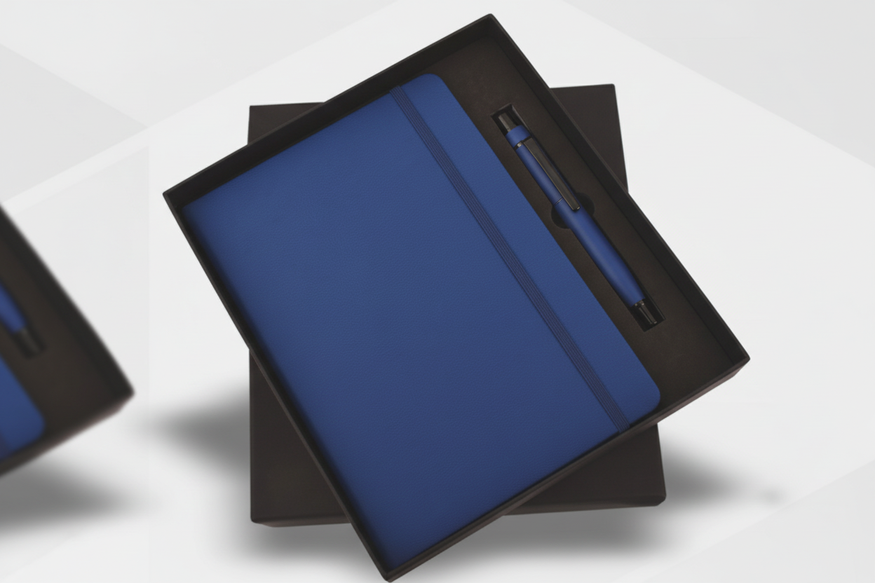 Corporate Gift Combo – A5 Diary with Elastic Holder Metal Pen