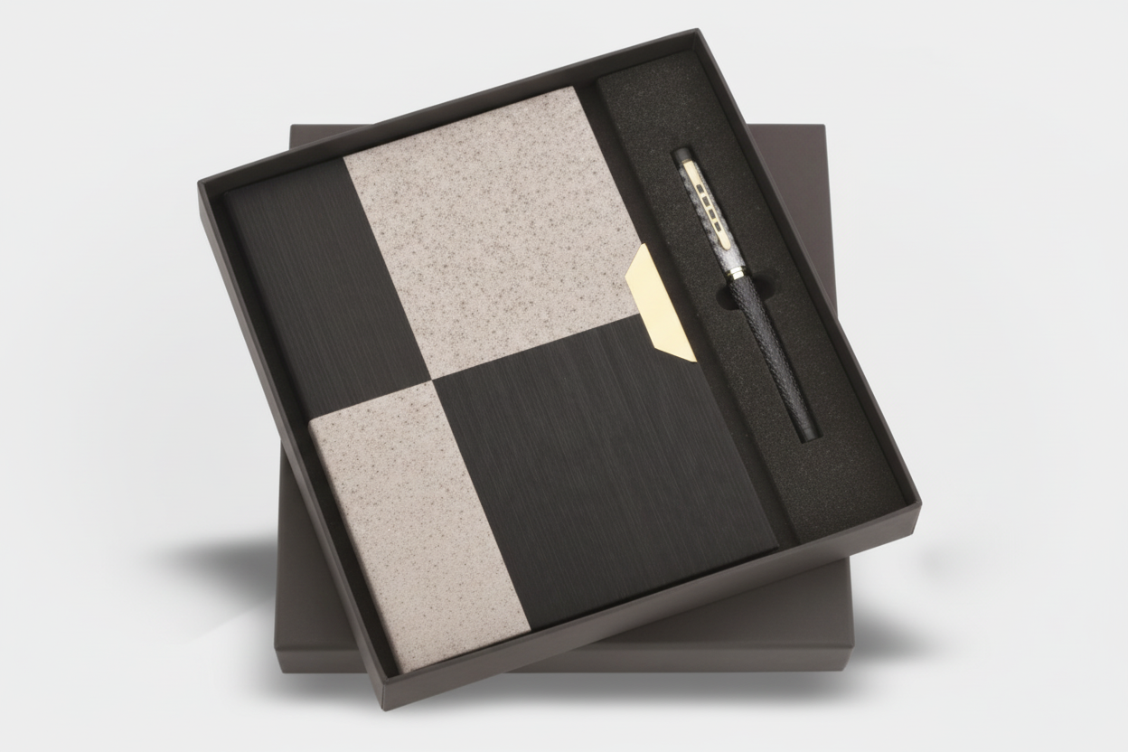Blocks Series Metal Pen & A5 Diary Combo – Blue, Black & Tan Variants