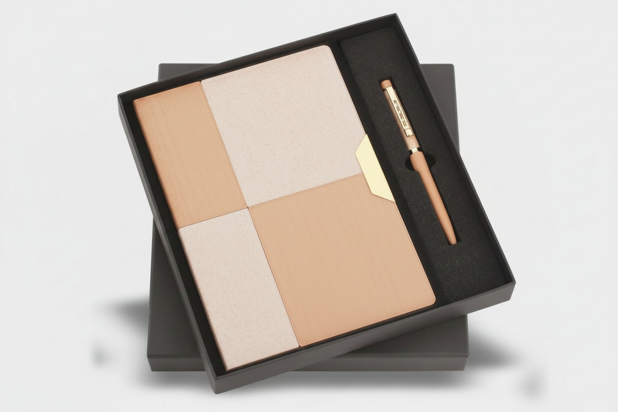 Blocks Series Metal Pen & A5 Diary Combo – Blue, Black & Tan Variants