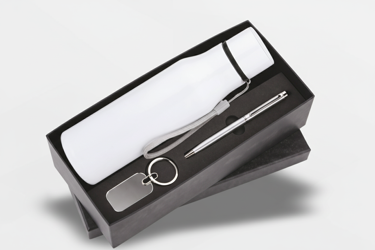 Hydro X Black& white 3 in 1 Gift Set – Bottle, Pen & Keychain Combo | Premium Corporate Utility Gift Set