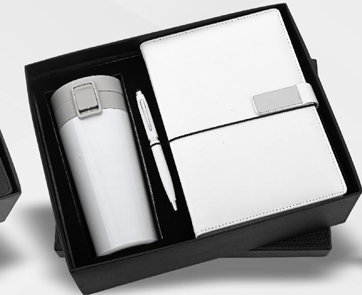 Economical 3-in-1 Black Gift Set – Flask Mug, Diary & Pen Combo