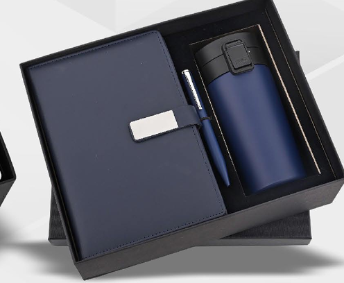 Economical 3-in-1 Black Gift Set – Flask Mug, Diary & Pen Combo