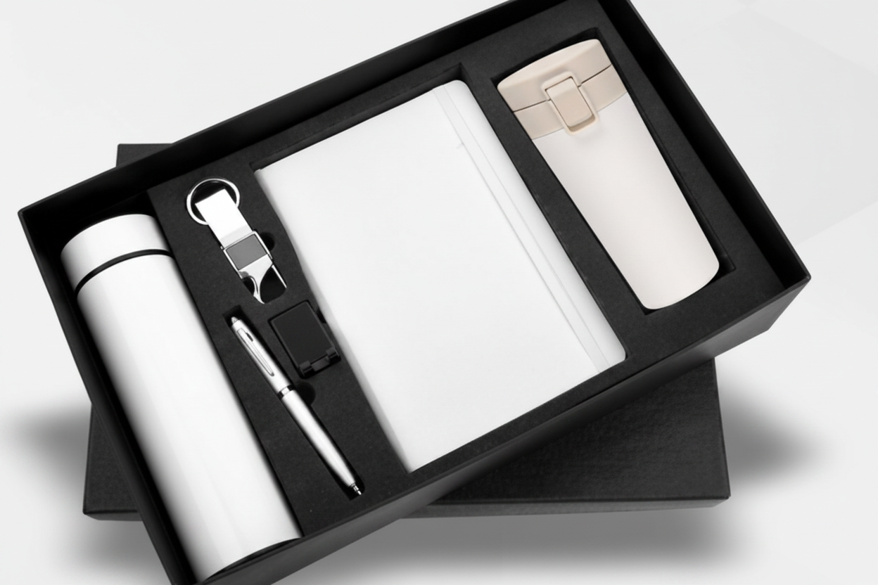 5-in-1 Black Gift Set – Temp Bottle, Vacuum Mug & Essentials