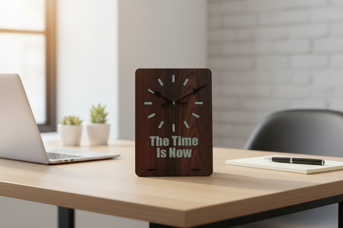 Custom Logo & Text Wall Clock MDF Laminated Office &Table Decor