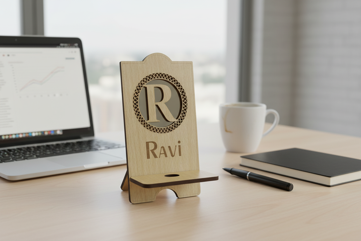 Text customized MDFMobile Stand for Desk Wooden Phone Holder for Table| Sturdy Smartphone Stand