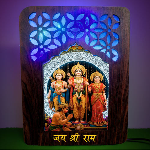 Jai Shree Ram Darbar Wooden Night Lamp
