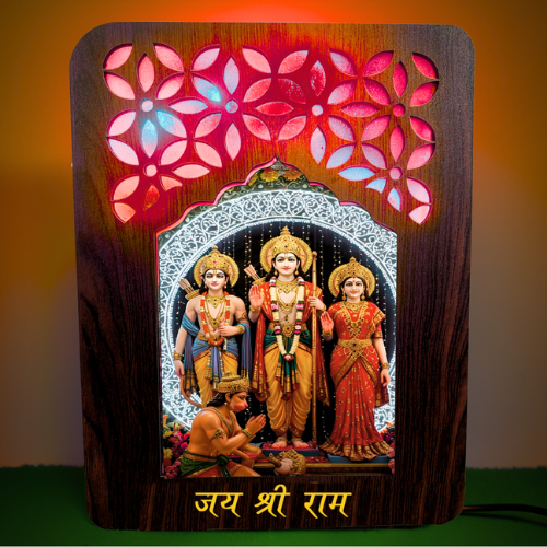 Jai Shree Ram Darbar Wooden Night Lamp