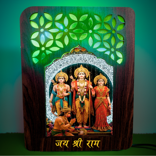 Jai Shree Ram Darbar Wooden Night Lamp