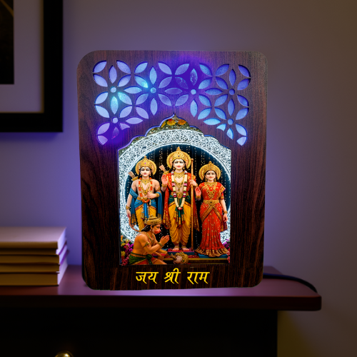 Jai Shree Ram Darbar Wooden Night Lamp