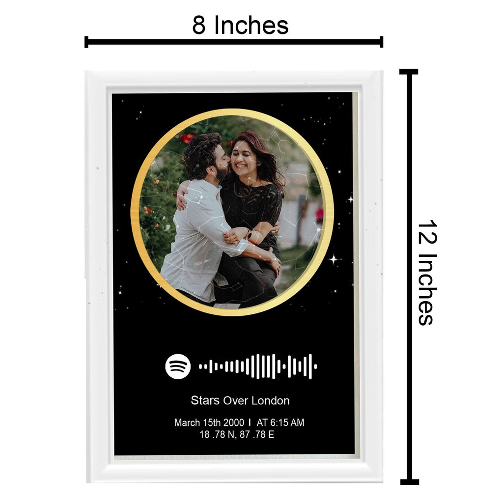 Personalized Photo Spotify Star Map With White Border