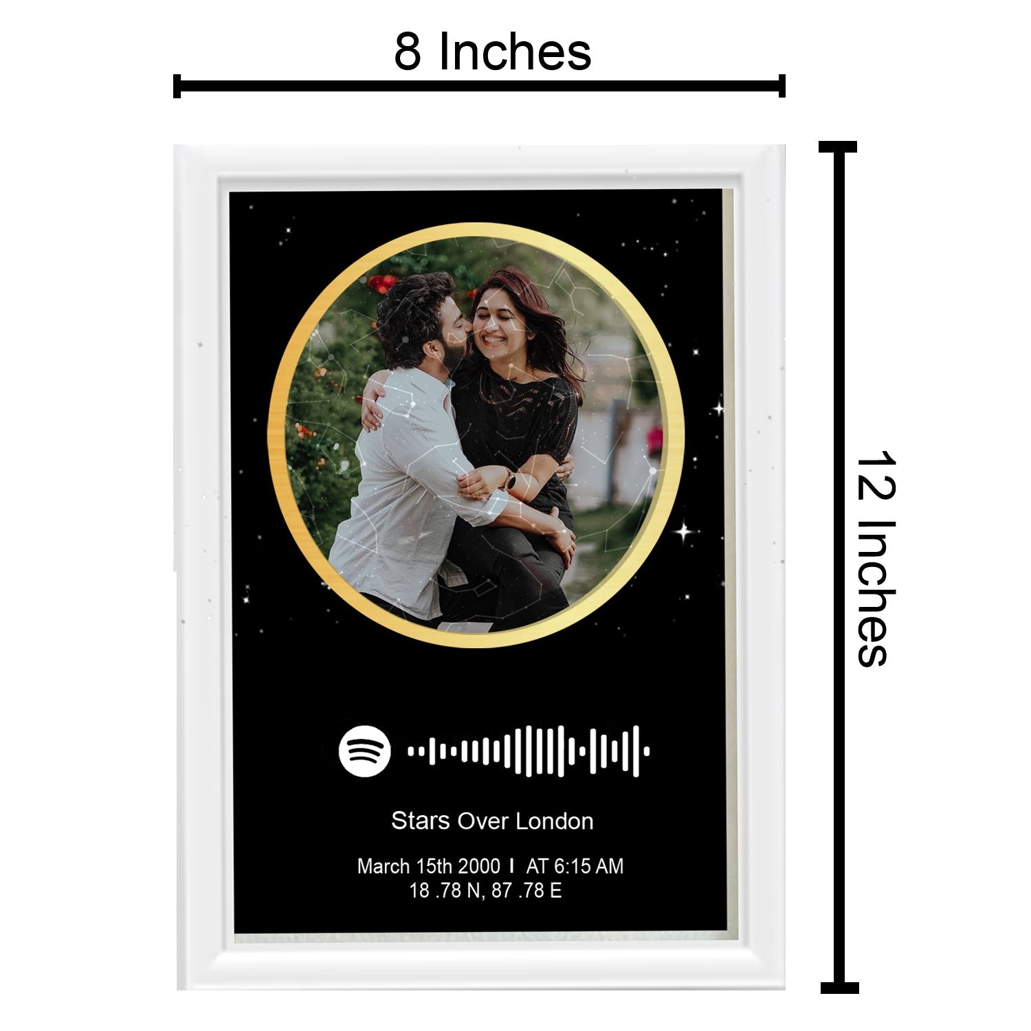 Personalized Photo Spotify Star Map With White Border