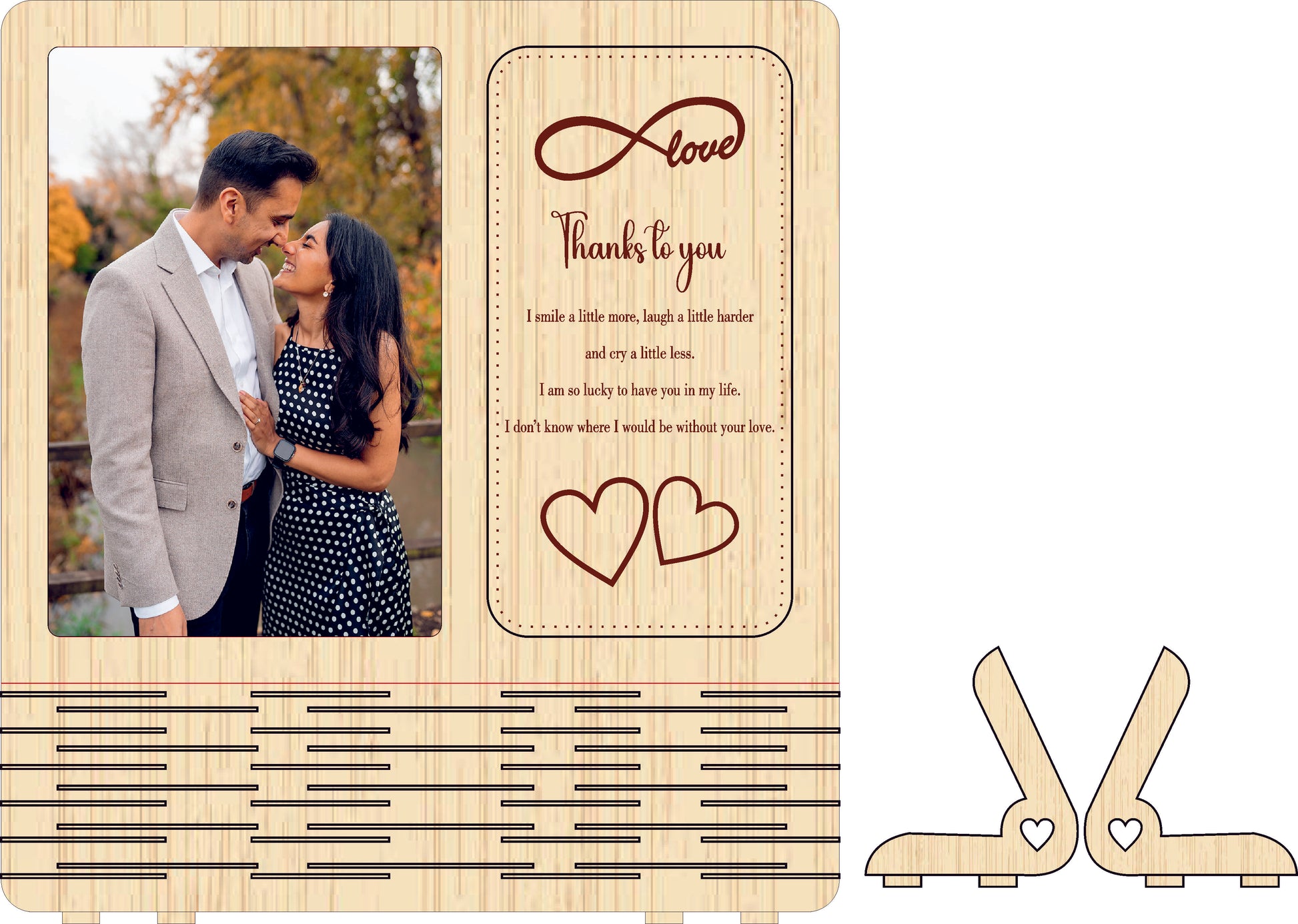 You & Me Photoframe + Stand ( Cream Wooden Mdf )
