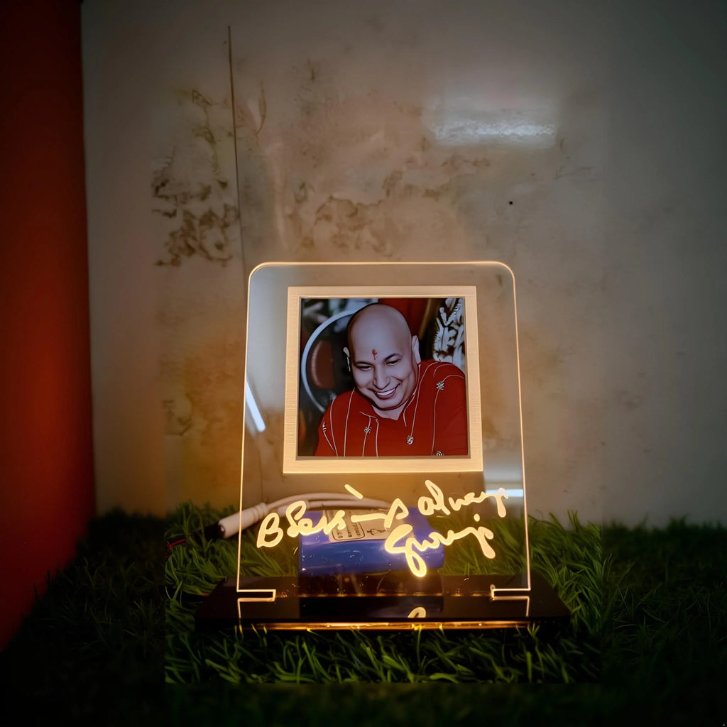 Shukarana Jay Guruji Acrylic Night Lamp Religious Decorative Light - Gift With Smile