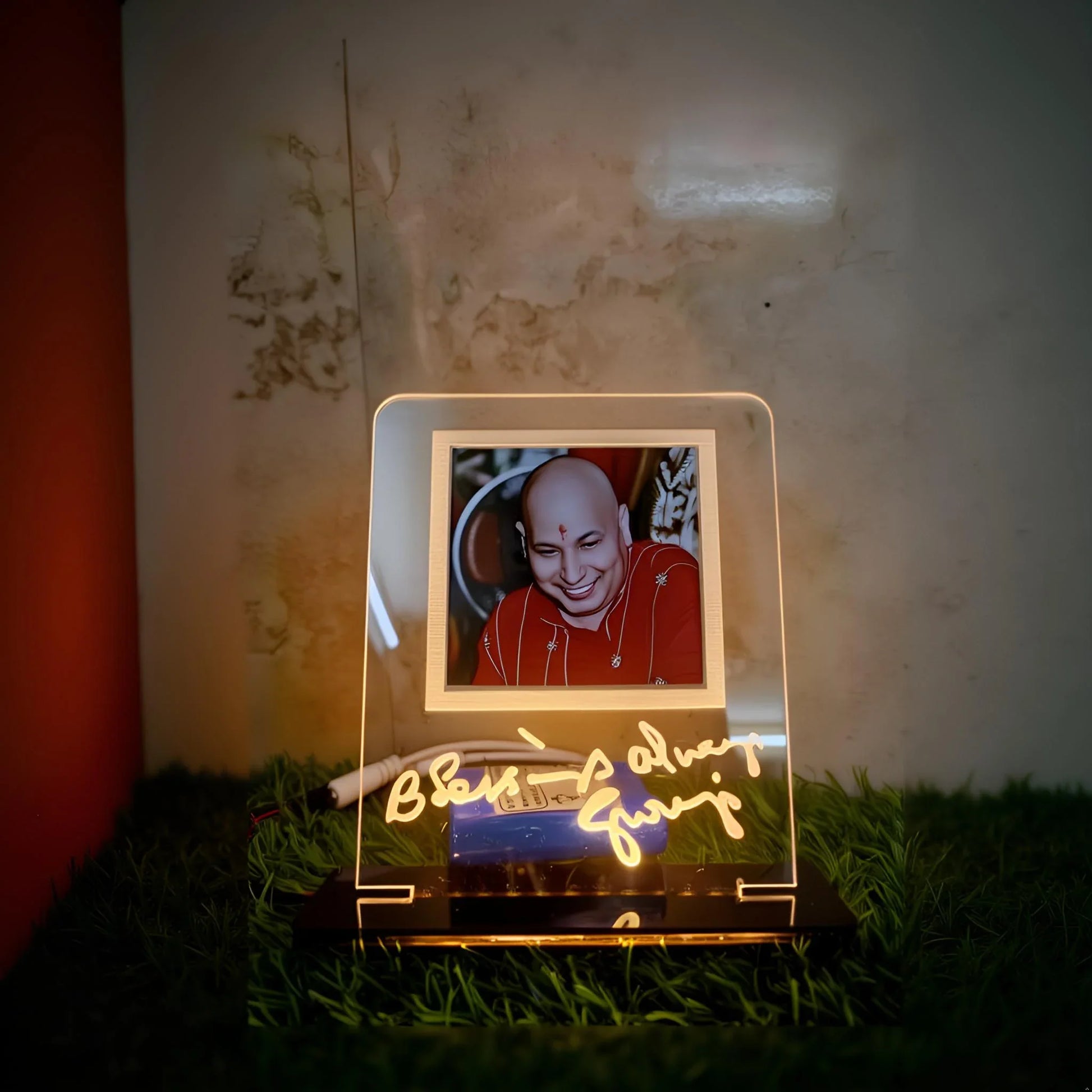 Shukarana Jay Guruji Acrylic Night Lamp Religious Decorative Light - Gift With Smile