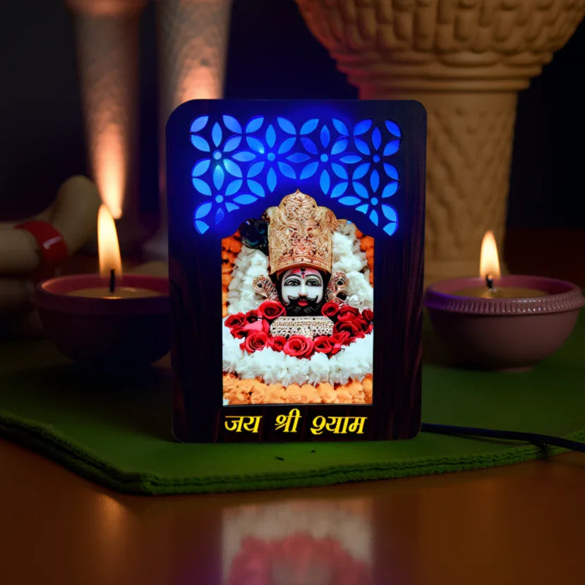 Jai Shree Shyam Darbar Wooden Lamination MDF RGB Frame - Gift With Smile
