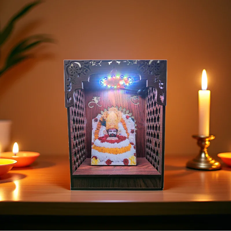 Baba Shyam Ji Mandir With RGB Light , Wooden Lamination MDF - Gift With Smile