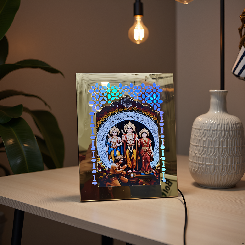 Jai Shree Ram Darbar Golden Acrylic Night Lamp