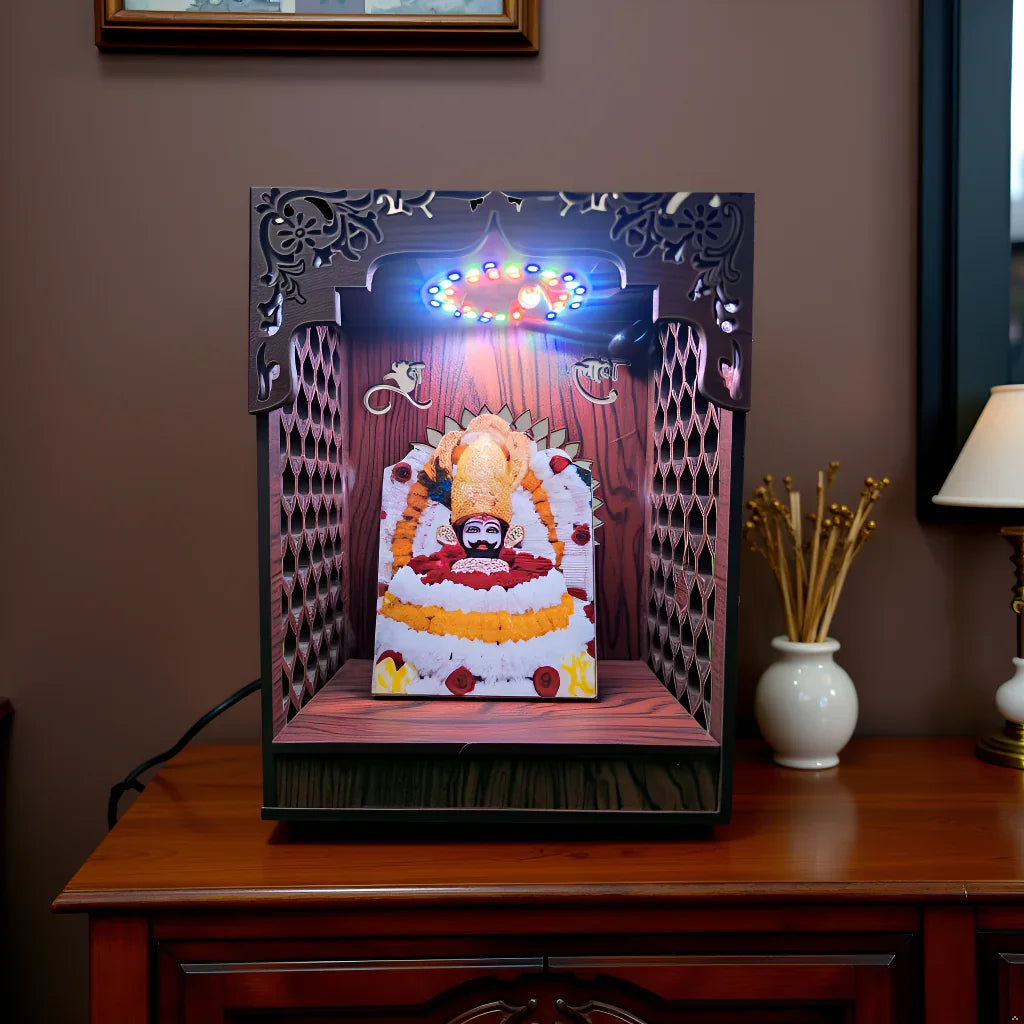 Baba Shyam Ji Mandir With RGB Light , Wooden Lamination MDF - Gift With Smile