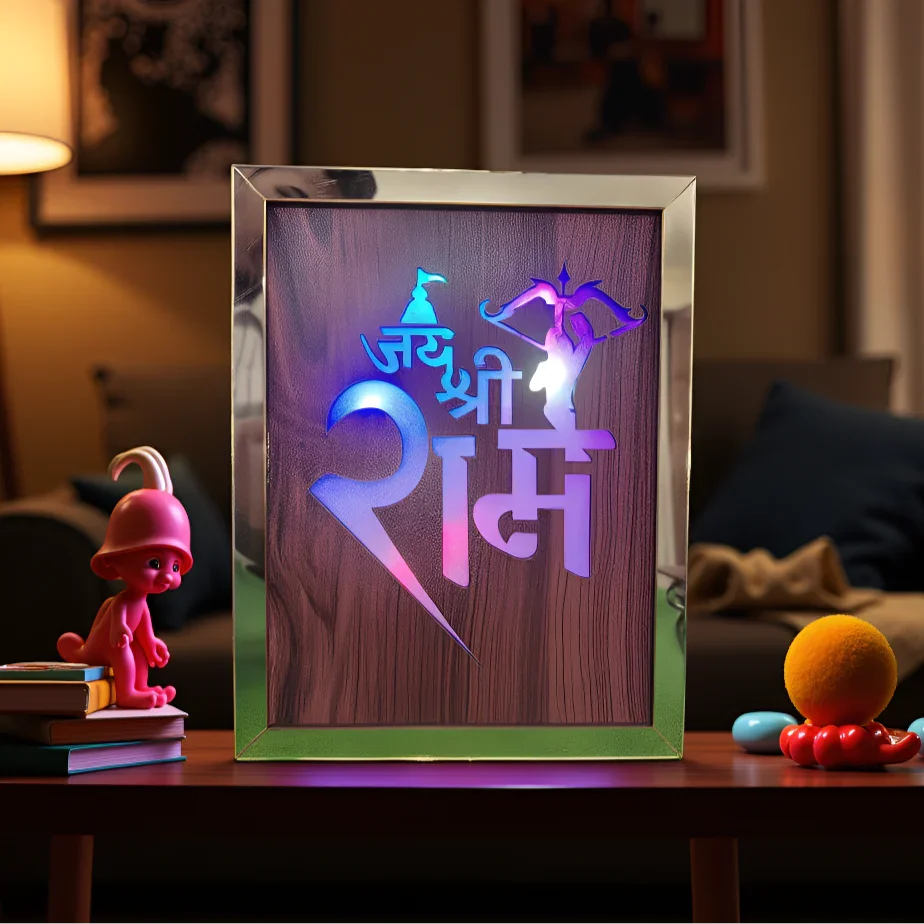 Diwali Gift Item Decorative Light Jai Shree Ram Red Green Blue Light Blinking - Gift With Smile