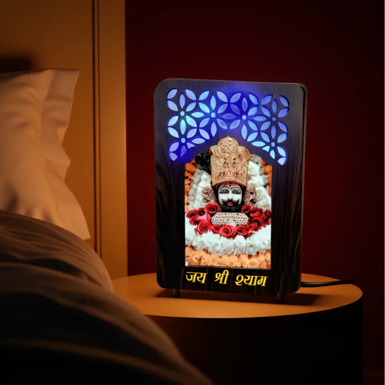 Jai Shree Shyam Darbar Wooden Lamination MDF RGB Frame - Gift With Smile