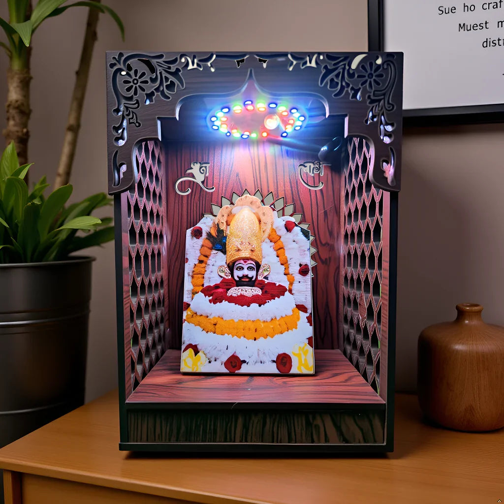Baba Shyam Ji Mandir With RGB Light , Wooden Lamination MDF - Gift With Smile