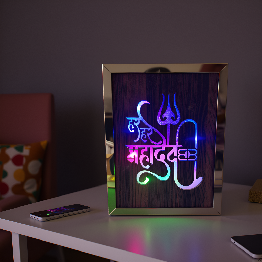 Har Har Mahadev Night Lamp RGB Light Blinking