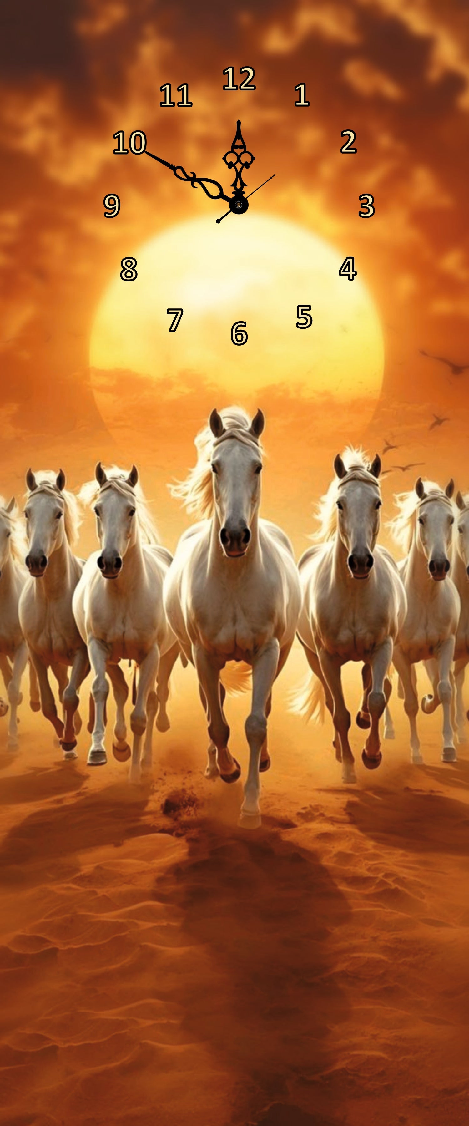 Horses Print Wall Clock With Light