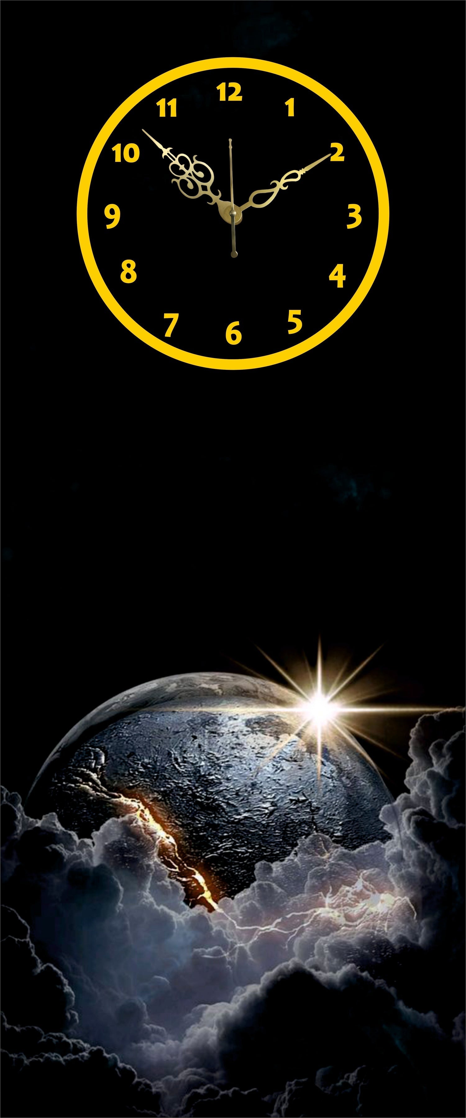 Celestial Space Wall Art Clock With Light