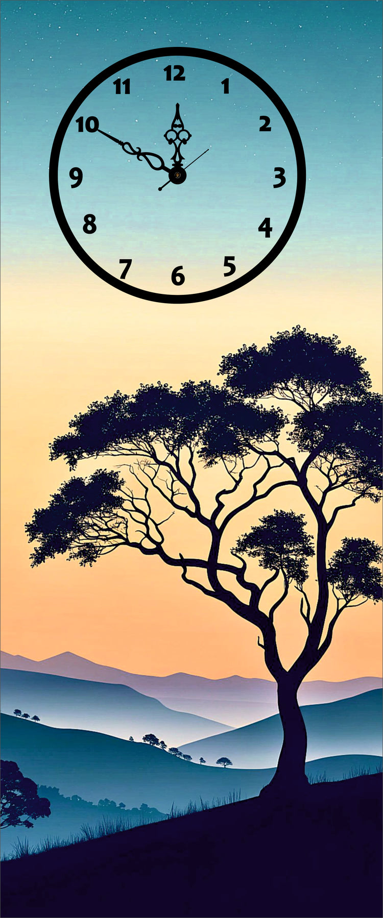 Vibrant Tree Printed Wall Clock With Light